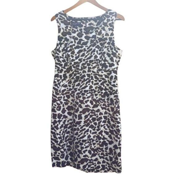 Jones New York Day To Night Leopard Scoop Neck Sleeveless Sheath Dress Sz 14 - Picture 1 of 8